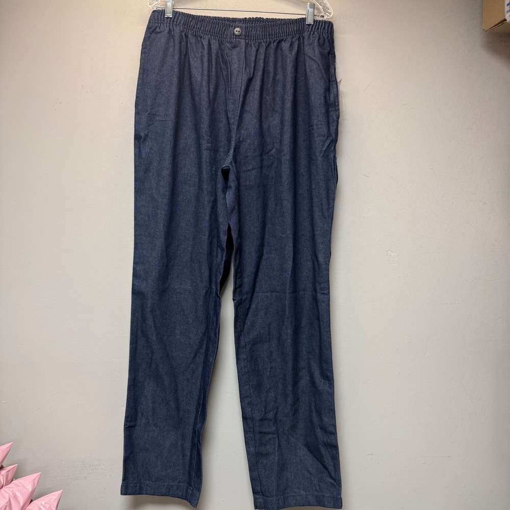 Woman Within Denim Pants Womens 18W Blue Excellent Elastic Waist Straight Leg‎
